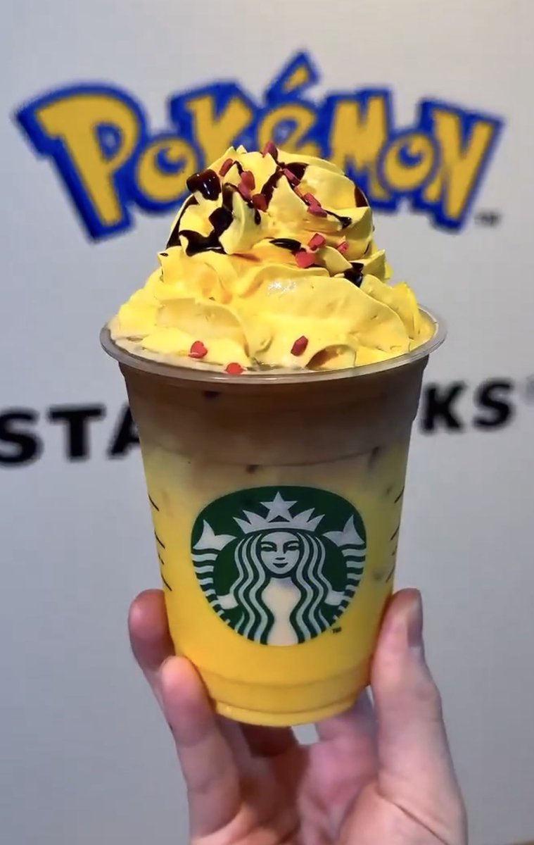 HauntdSZN's tweet photo. 🚨 Pokemon Starbucks collab! 
- Be on the lookout. 🔥

Pikachu Honey Cream Latte 

#pokemon #starbucks https://t.co/YGgZLtvrln