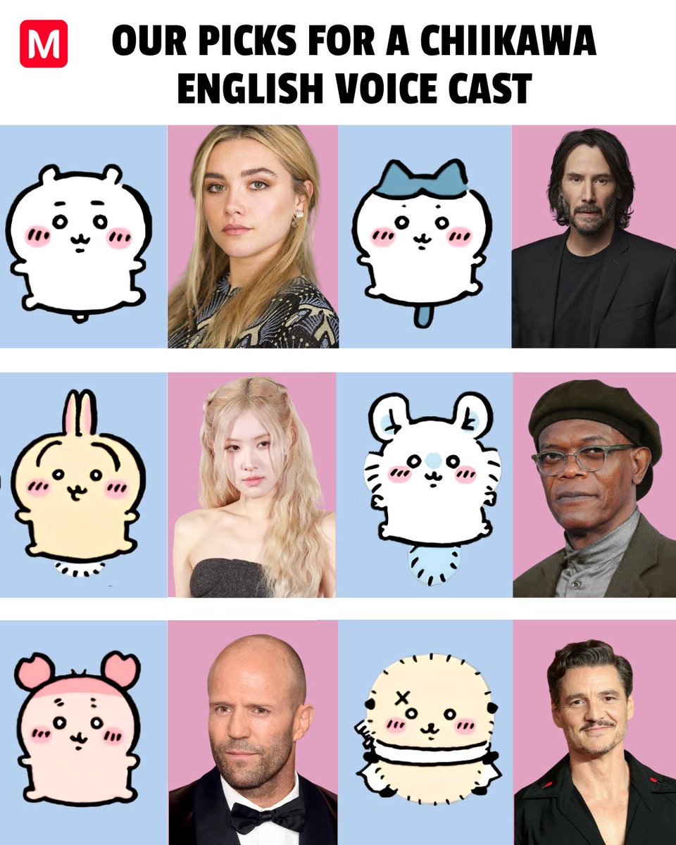 mecchaJP's tweet photo. With the official English dub of Chiikawa coming to YouTube on October 1, we started imagining who should make up the English voice cast… if we had the choice.🎙️✨

Here are our picks for the gang. 👀

Who would you cast? 💭

#Chiikawa #ChiikawaAnime #Hachiware https://t.co/OGW1EVYoLR