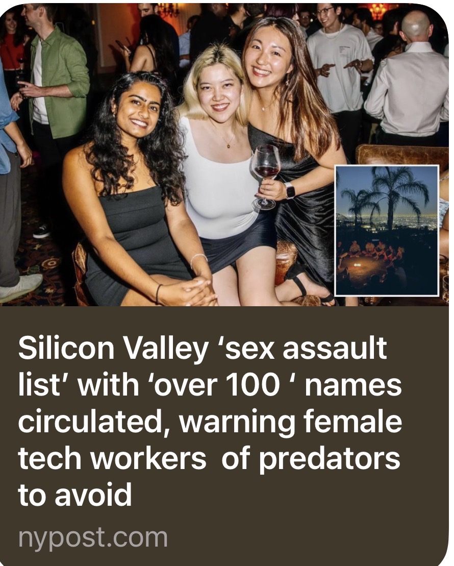 vivilinsv's tweet photo. This was a difficult story to report. Some of these conversations stayed with me long after the interviews ended.

I spoke with these bright, ambitious women who came to Silicon Valley to pursue their dreams. They described being sexually harassed, assaulted or raped—often by someone they knew and trusted, someone they considered a friend.

What was especially painful to hear was what happened afterward. Some described being discouraged from going to the police. Others said they were told nobody would believe them. And someone was told that she was seeking attention and all was a lie. 🥲 Alongside the trauma came fears about losing friendships, careers and their place in a community they had hoped to belong to.

When the person you’re accusing has money, influence and powerful connections, seeking accountability can feel like David taking on Goliath.

Victims aren’t always women, although most of the accounts shared with me came from women. One woman’s point stayed with me: we need to confront the predatory mindset—the entitlement that allows someone to disregard another person’s boundaries.

Whisper networks can help people warn and protect one another. But they cannot substitute for a system people can trust: somewhere to turn for support, a fair process for investigating allegations, and meaningful accountability when misconduct is established—even when those responsible are wealthy or powerful.

To the women who shared their experiences with me: thank you. I know these are deeply personal and painful things to revisit. I appreciate your trust.

No single article can capture the full weight or complexity of someone’s experience. I take seriously the responsibility of telling these stories with care.

My hope is that bringing them into the light helps more people find support—and helps create a culture where pursuing your dreams doesn’t mean staying silent about harm.

If you ever unfortunately get into the situation of experiencing rape or sexual assault, please seek medical care and professional support, and consider reporting to the police when you feel safe and ready. You do not have to face this alone. What happened was not your fault, and you deserve care, support and to be heard.

I was deeply moved by the strength of the women I spoke with and their determination not to let what happened define their lives. They still have dreams to pursue, companies to build and so much ahead of them. They deserve every opportunity to shape that future. 🌷

Read my latest article for @nypost and @californiapost (link in thread) 👇