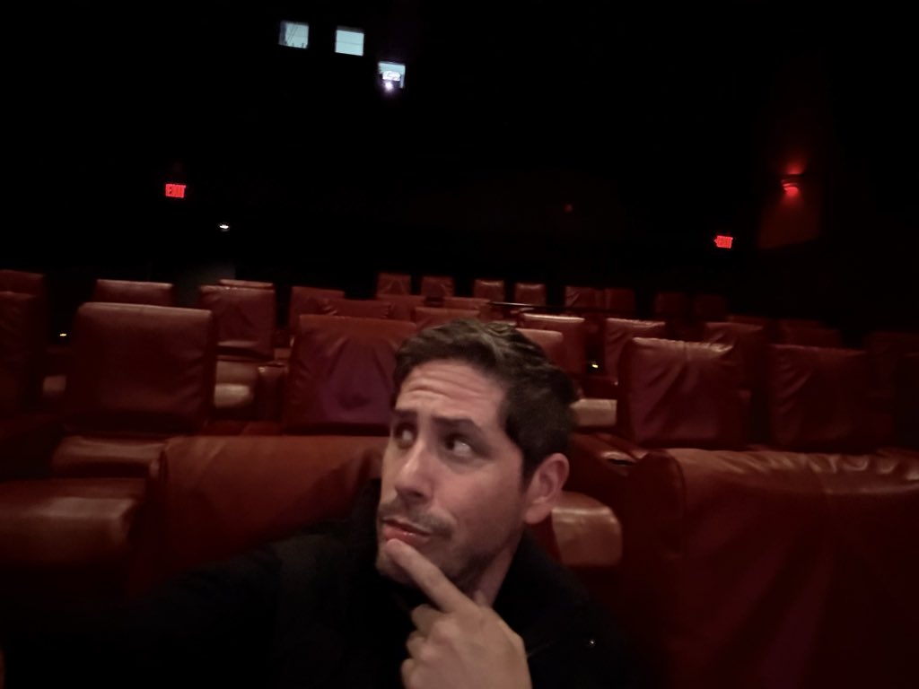 DamianMaffei's tweet photo. Totally fine being the only one in here for Resident Evil. I don’t get scared, k.

Just hope, like… It ain’t the apoccalips out there when it’s over because I’ll be much slower due to popcorn consumption. https://t.co/bswfZ3IiMh