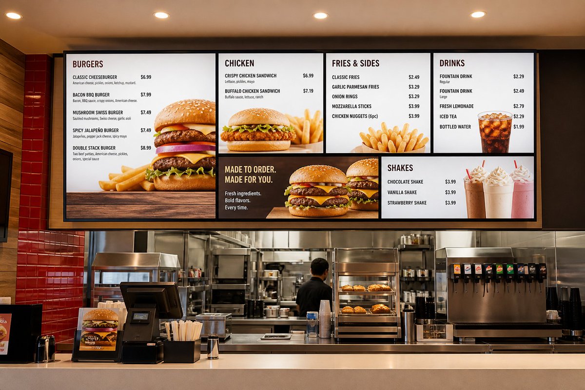 brocktokar's tweet photo. A featured item stuck on yesterday’s board is wallpaper, not a promo.

Screen updates in minutes. Featured items that actually move.

Want that? Message me.

#ReactSigns #DigitalMenuBoards #QSR #UnitedStates https://t.co/EPktzYVzwn