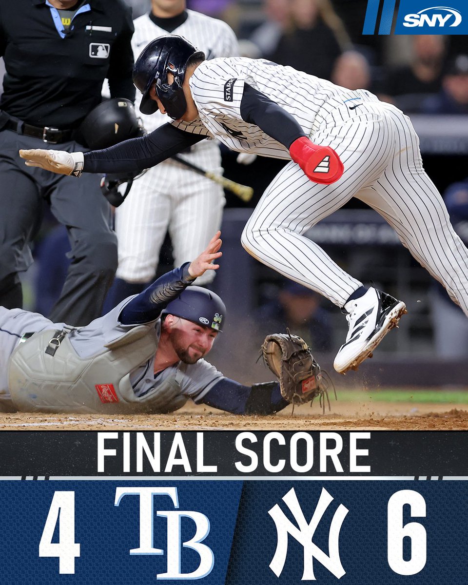 snyyankees's tweet photo. The Yankees come back from down 4-0 to beat the Rays as they take 3 out 4 in the series! https://t.co/ukYvP5jJh1