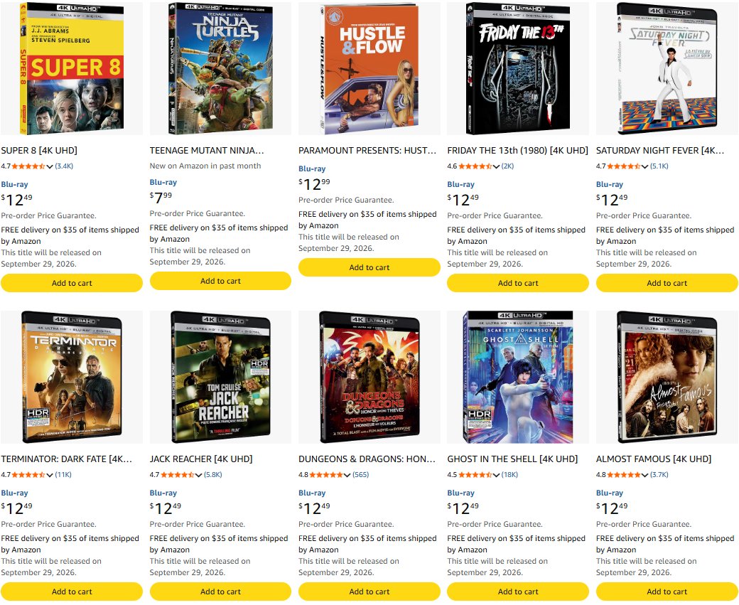 wherecanbuythis's tweet photo. More Paramount 4K UHD / Blu-ray reissues are available for preorders. 

Some amazing titles in there. All will be released next week.

Price from $7.99 to $14.99, out Sept 29. 
Shop the deal here: https://t.co/x0cH1sTALx #ad https://t.co/TUtAYi8J1X