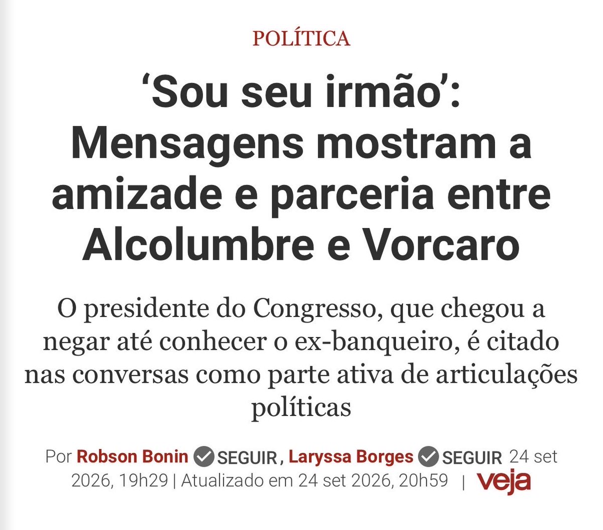 juliovschneider's tweet photo. Davi Alcolumbre (União Brasil-AP) bloqueou a CPI do caso, não respondeu ofício sobre entradas de Daniel Vorcaro no Senado, recusou à PF a lista de visitantes do gabinete de Jaques Wagner (PT-BA) e evita falar da relação com o ex-banqueiro.
Mensagens no celular de Vorcaro mostram o contrário: amizade íntima, de “irmão” e parceiro de confiança. Alcolumbre pedia ajuda até para coisas pequenas (como identificar fonte de jornalista); Vorcaro pedia para abrir portas. Festas e encontros privados reforçaram o vínculo.