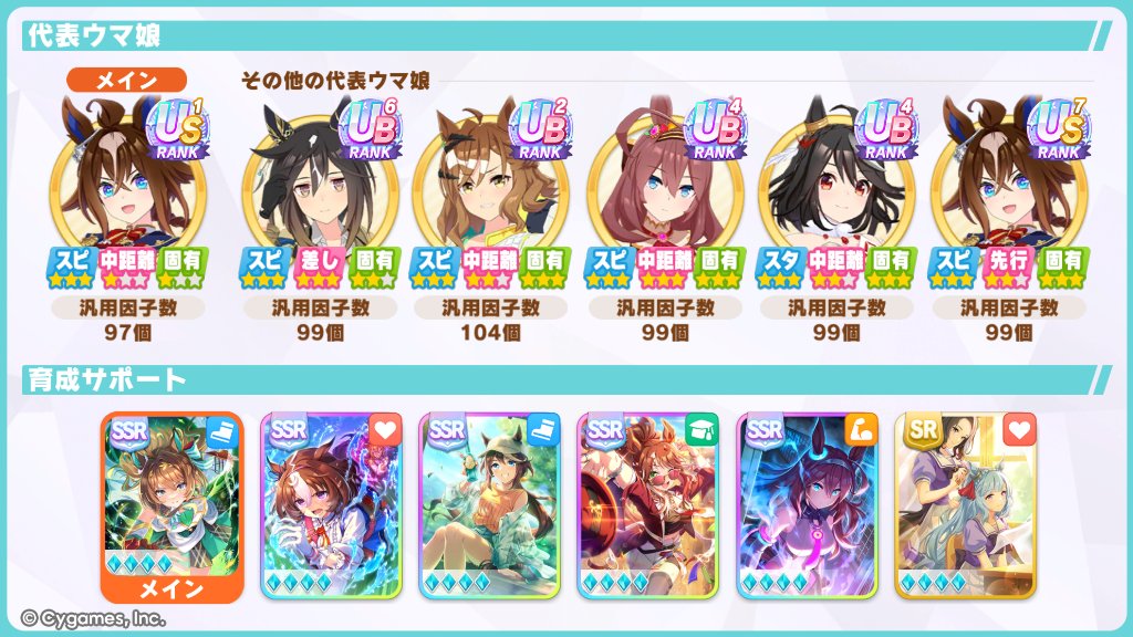 janna_da_arc's tweet photo. 9月凱旋門賞チャンミ向け代表ウマ娘更新しました。その他代表はリプ欄にぶら下げます。
代表：エピファネイア
サポカ：エフフォーリア完凸など
ID：567672805
因子：秋ウマ、真髄体、連綿、力業、戦略家、ロンシャン◯など
#ウマ娘 https://t.co/2HyY4yaBHc