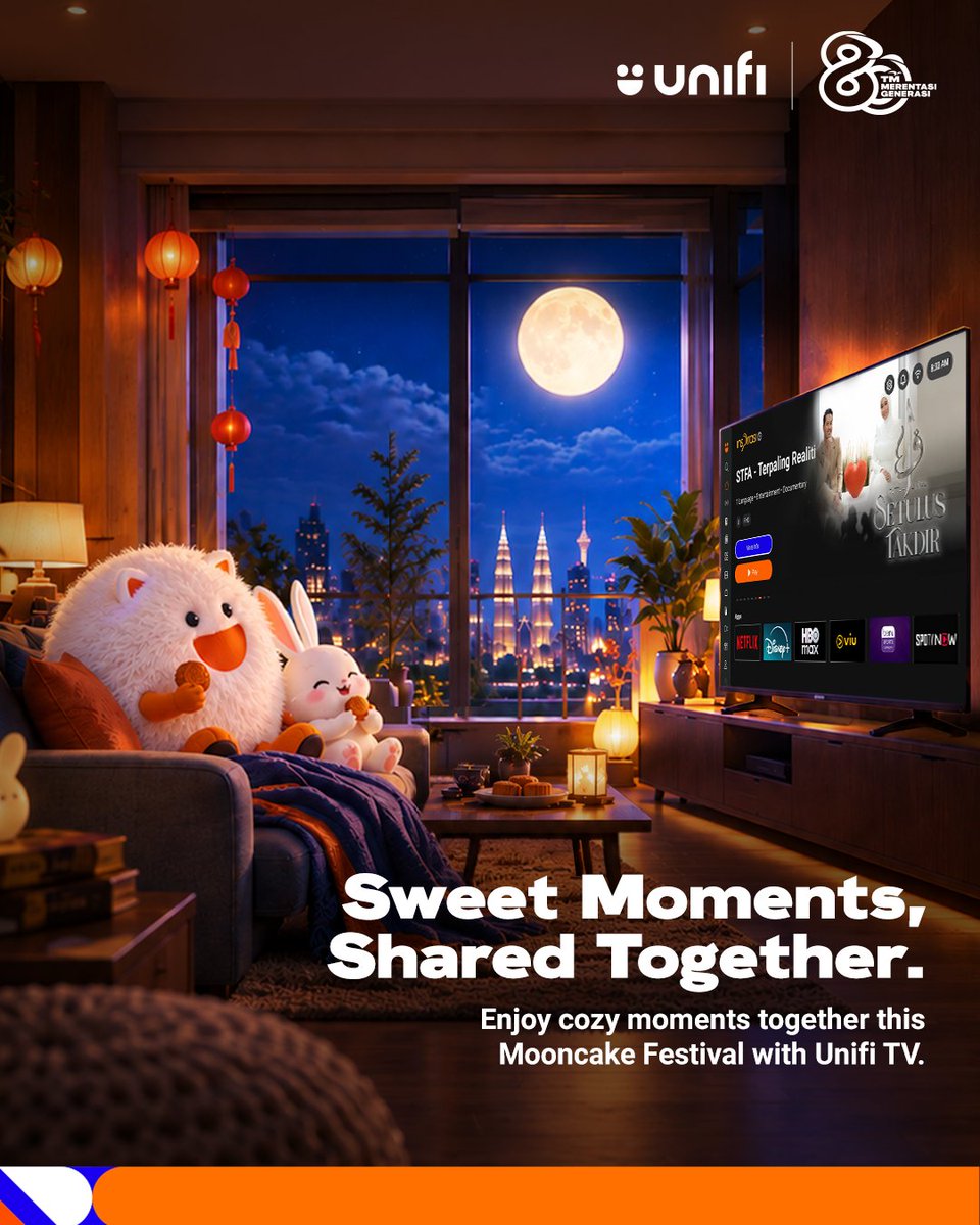 unifi's tweet photo. Mooncakes on the table, your favourite show on screen, and everyone gathered around. Sounds like a pretty good Mid-Autumn night to us.
Wishing everyone a happy Mid-Autumn Festival!
#Unifi #UnifiTV #MooncakeFestival #MidAutumnFestival https://t.co/6xO31P4Kvu