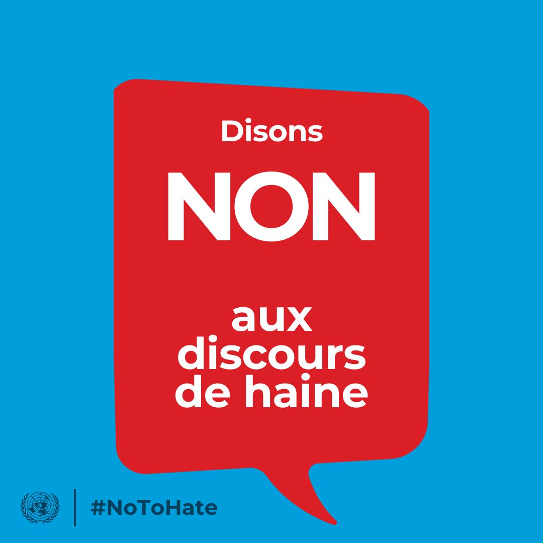 ONUGeneve's tweet photo. Faisons de nos foyers, nos lieux de travail, nos écoles et nos rues des havres de paix où la haine n'a pas sa place.

Aujourd'hui et chaque jour, rejoignez-nous pour dire #NonÀLaHaine 
💬❤️ https://t.co/J9Mt7fVNKU