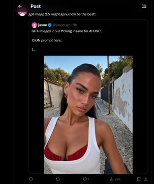NokWhile's tweet photo. Chat gpt new  image 2.5 is  blowing  up on X for its ability to make hyper realistic  images of girls.

MILLIONS of views on so many  posts, 

AGI is now turned into Artificial Girl Intelligence 

https://t.co/UwI1d9IpBi
https://t.co/We38mYk1GY
https://t.co/7FMymJoyaH https://t.co/k81Jesl4PS