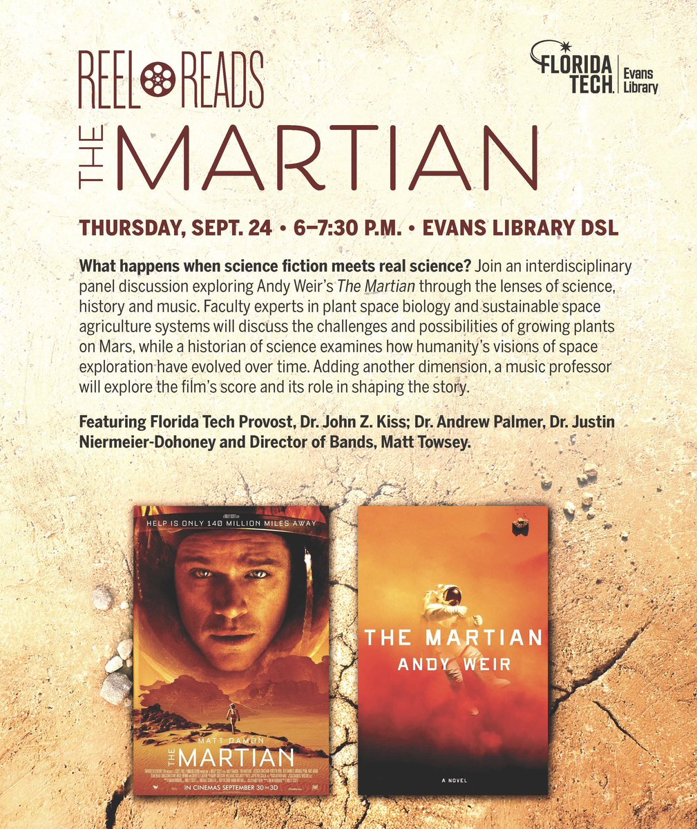 JZK60's tweet photo. I enjoyed being on a panel discussion of the Martian film at Evans Library at @FloridaTech! https://t.co/4dV7gTqnPr