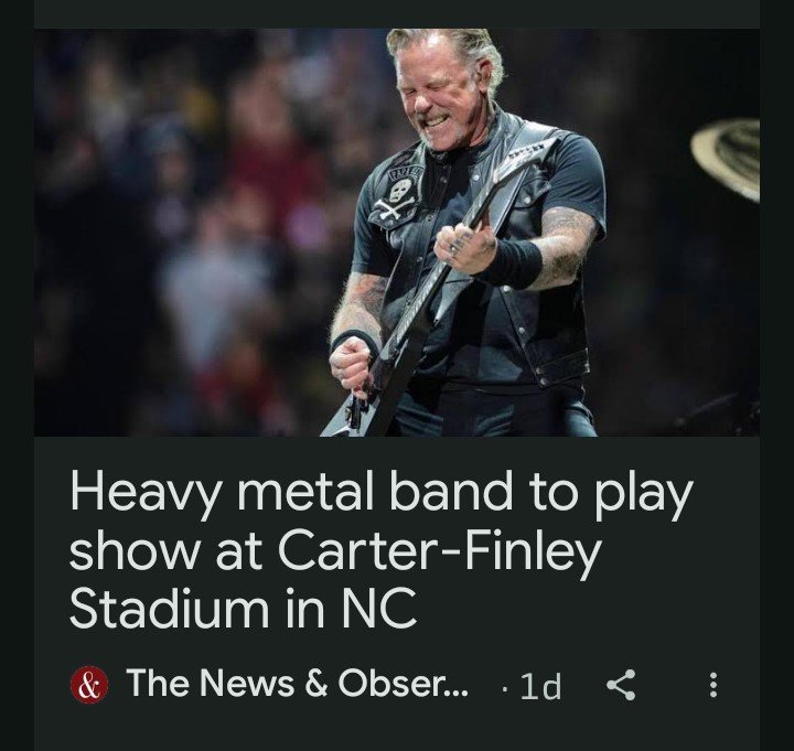 themarckillian's tweet photo. LMAO. Raleigh News and observer with top notch headlines. "Heavy metal band" 
I'm not a big fan but really??? https://t.co/ofcZdCgLA8