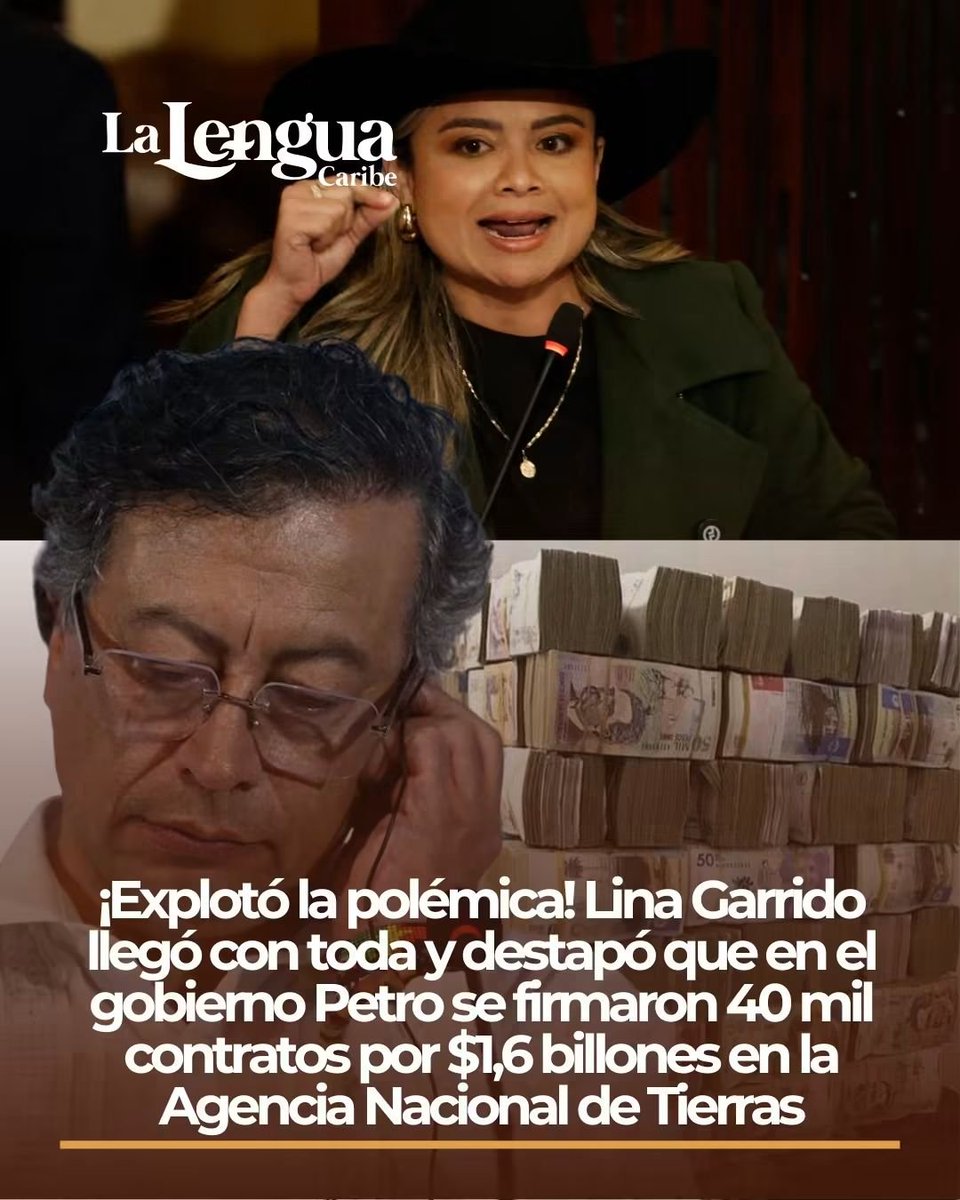 Mariano_OspinaP's tweet photo. INCREIBLE LO QUE CUENTA LINA MARÍA GARRIDO
La directora de la Agencia Nacional de Tierras (ANT), Lina Marida Garrido, encendió las alarmas al revelar las cifras de contratación por prestación de servicios durante los cuatro años del gobierno de Gustavo Petro. Según su recuento, la entidad suscribió cerca de 40.000 contratos, con un costo acumulado de 1,6 billones de pesos, lo que reabre el debate sobre el peso de esta modalidad en la administración pública.
Garrido detalló que en 2022 la ANT cerró con 1.400 contratistas, pero la cifra se disparó en los años siguientes. Solo en 2025 se vincularon 11.643 personas bajo esta figura, y en 2026, hasta agosto, ya se habían contratado 9.400 más. El impacto económico también es significativo: en lo corrido de este año, la contratación por CPS alcanzó cerca de $500.000 millones, casi medio billón de pesos.
Las cifras expuestas por la nueva directora ponen sobre la mesa un tema sensible: el crecimiento de la contratación estatal y el uso de los contratos de prestación de servicios como herramienta para la ejecución de políticas. En este caso, el debate se centra en la Agencia Nacional de Tierras, entidad clave en la implementación de la política agraria del país, y en cómo estos gastos marcaron el rumbo de la gestión durante el gobierno Petro.