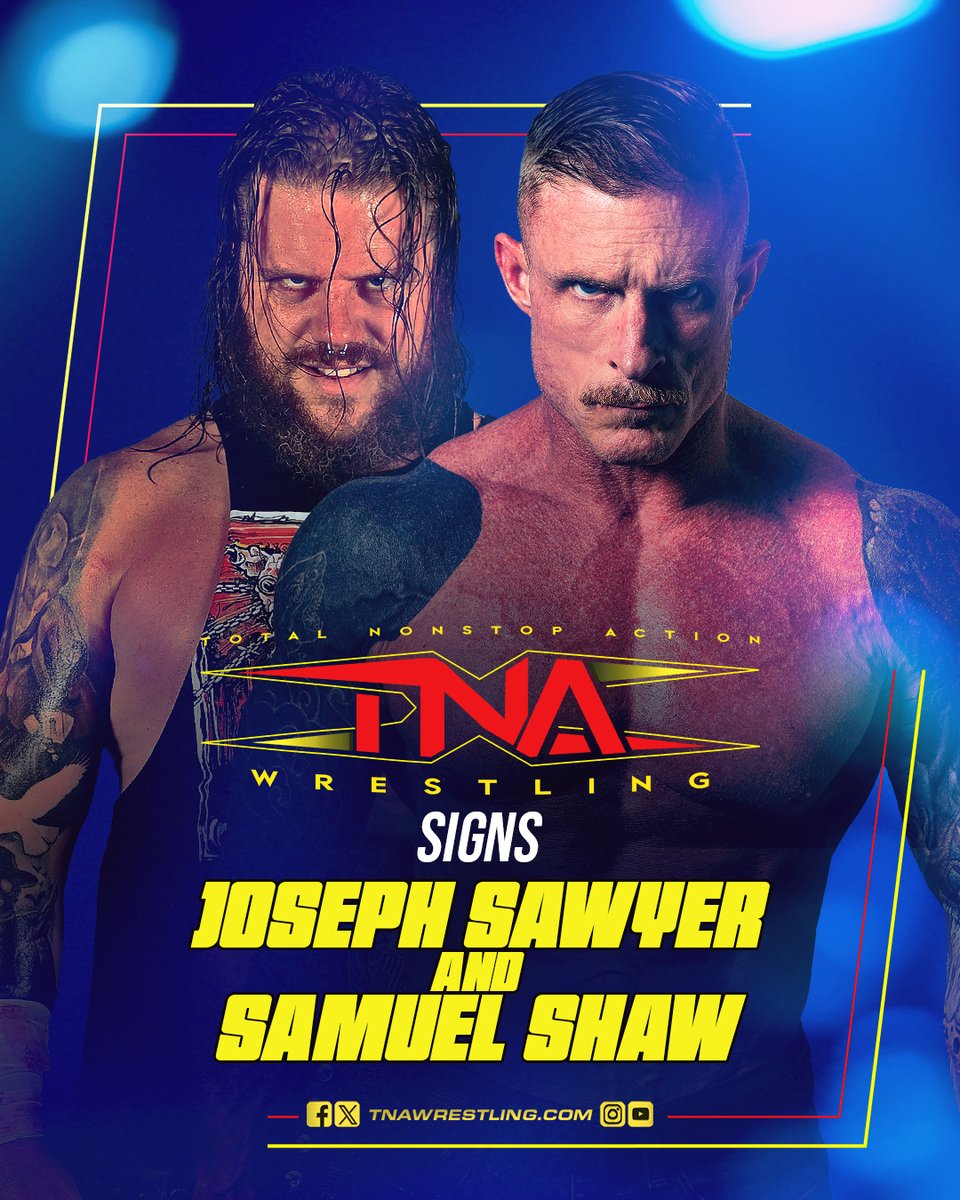 ThisIsTNA's tweet photo. BREAKING: After their shocking reveal on #TNAiMPACT. Joseph Sawyer and Samuel Shaw have signed with TNA! https://t.co/6mzKxYq31L