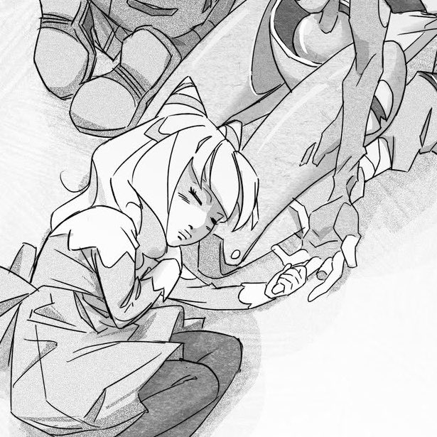 ewkewpid's tweet photo. new Dana art celebrating kog’s second episode and Olivia’s whole hand fits around Gwen’s one finger awww 😭💔 https://t.co/J9YXjj2Foq