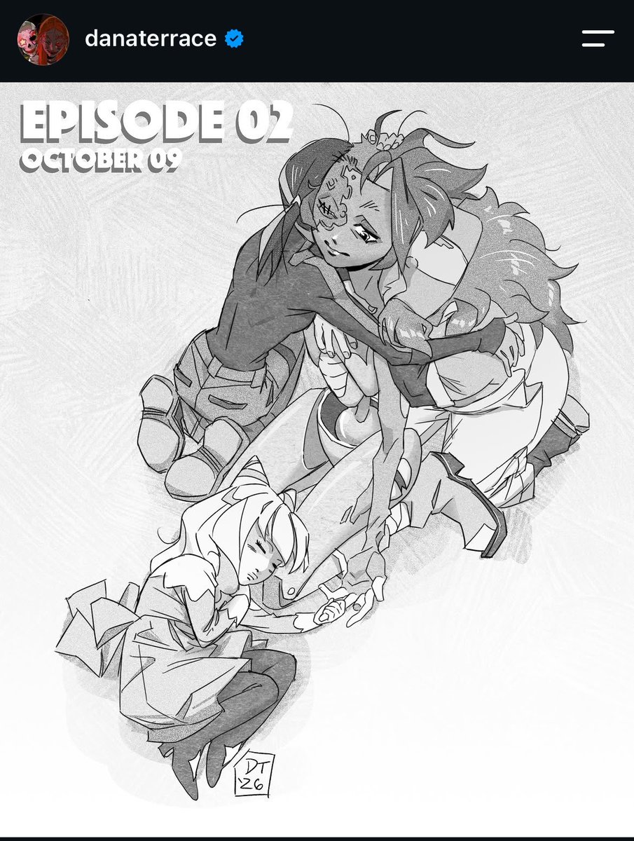ewkewpid's tweet photo. new Dana art celebrating kog’s second episode and Olivia’s whole hand fits around Gwen’s one finger awww 😭💔 https://t.co/J9YXjj2Foq