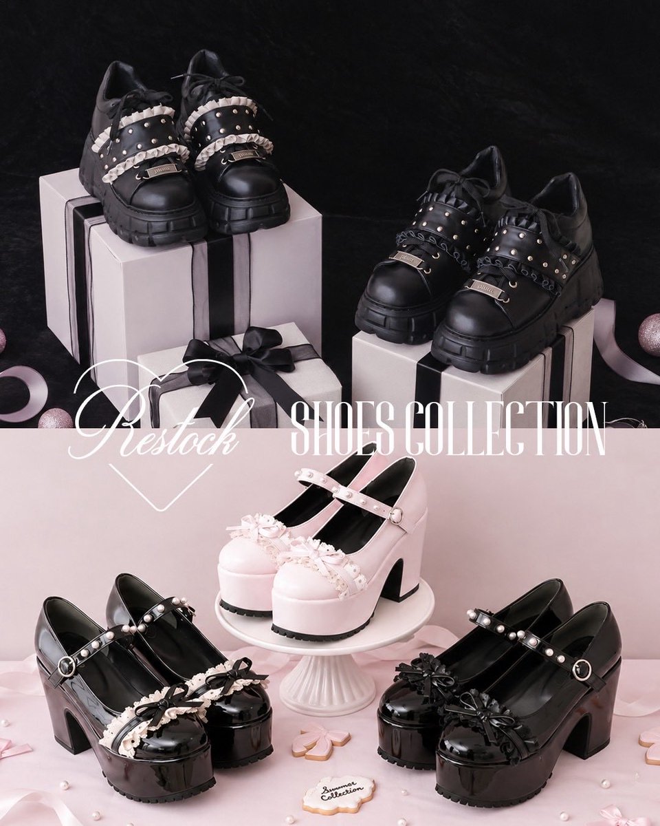 pium__official's tweet photo. ＼9/25(金)20:00〜再販開始🎀／

♡フリルベルトボリュームスニーカー
¥16,500（税込）

♡レースフリルエナメルパンプス
¥12,500（税込）

WEB：9/25(金) 20:00〜
店舗：在庫状況は店舗に直接お問い合わせください。

💒https://t.co/mgvinOX6i2 https://t.co/94ba2iAWG3
