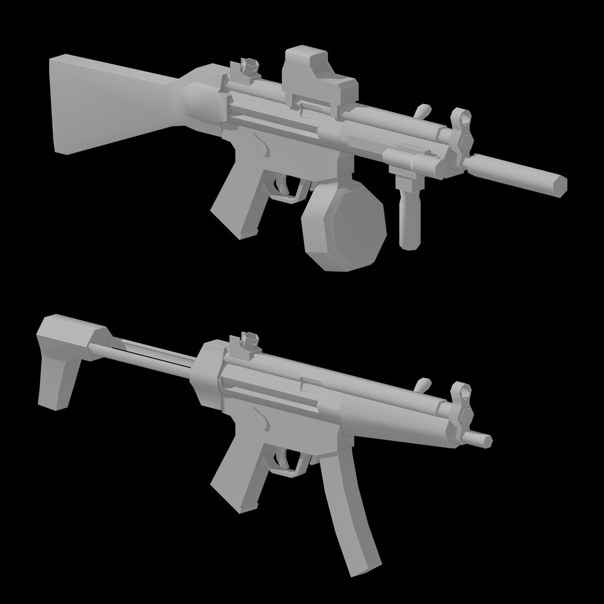 NobleCrowDev's tweet photo. Been working on some low poly weapons lately with attachments. Will soon be fully rigged and painted.
#gamedev #lowpoly #psx #guns #blender3d https://t.co/cxjE9NhEEE