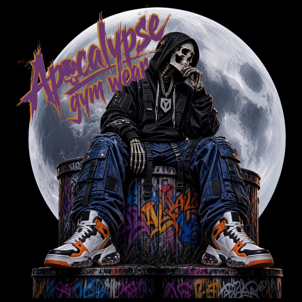 ApocalypseGW's tweet photo. New Drop Alert 🚨 The Lunar Reaper Heavyweight Hoodie is officially live. Oversized 8.25 oz fleece, high-density print, built for heavy lifts & street fits. Tap the link in bio to cop before it sells out 🩸🔥 #ApocalypseGymWear #Streetwear #PumpCover #GymWear #DarkFantasy #HeavyweightHoodie #FitCheck