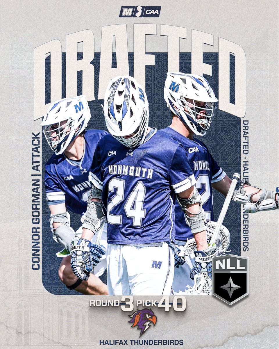 MonmouthMLAX's tweet photo. CONNOR. GORMAN. ‼️‼️

former Hawk onto the @NLL @HFXThunderbirds 

#FlyHawks 
#NLL
#NLLDraft https://t.co/ve9preQug0