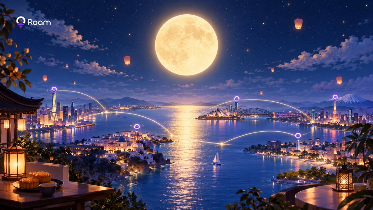 weroamxyz's tweet photo. If you’re wondering why there are so many moon posts today 🌕

It’s Mid-Autumn Festival — a celebration of reunion, even across distance.

Different places, same moon. Different networks, still connected.

Happy Mid-Autumn Festival from Roam.💜 https://t.co/D50ju36ZIg