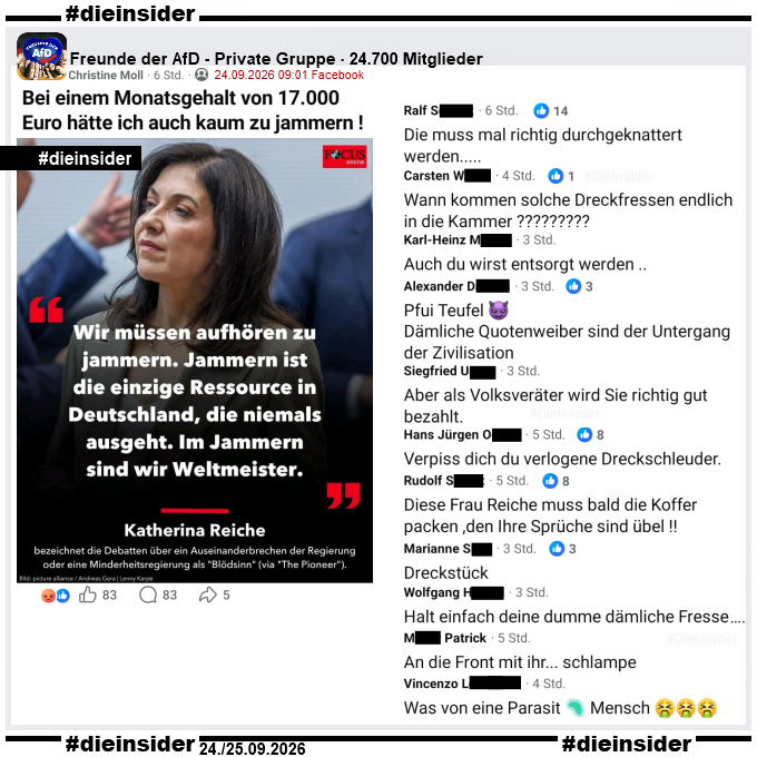 Die_Insider's tweet photo. Bei aller berechtigten Kritik, solche Kommentare gehen gar nicht!
 
Wir zeigen alle möglicherweise strafrechtlich relevanten Kommentare an, die wir sehen! #GemeinsamGegenHass
 
#LautGegenNazis #NiemalsAfD #AfDVerbot
#Antifaschismus #DieInsider📎 https://t.co/mXn2Newapz