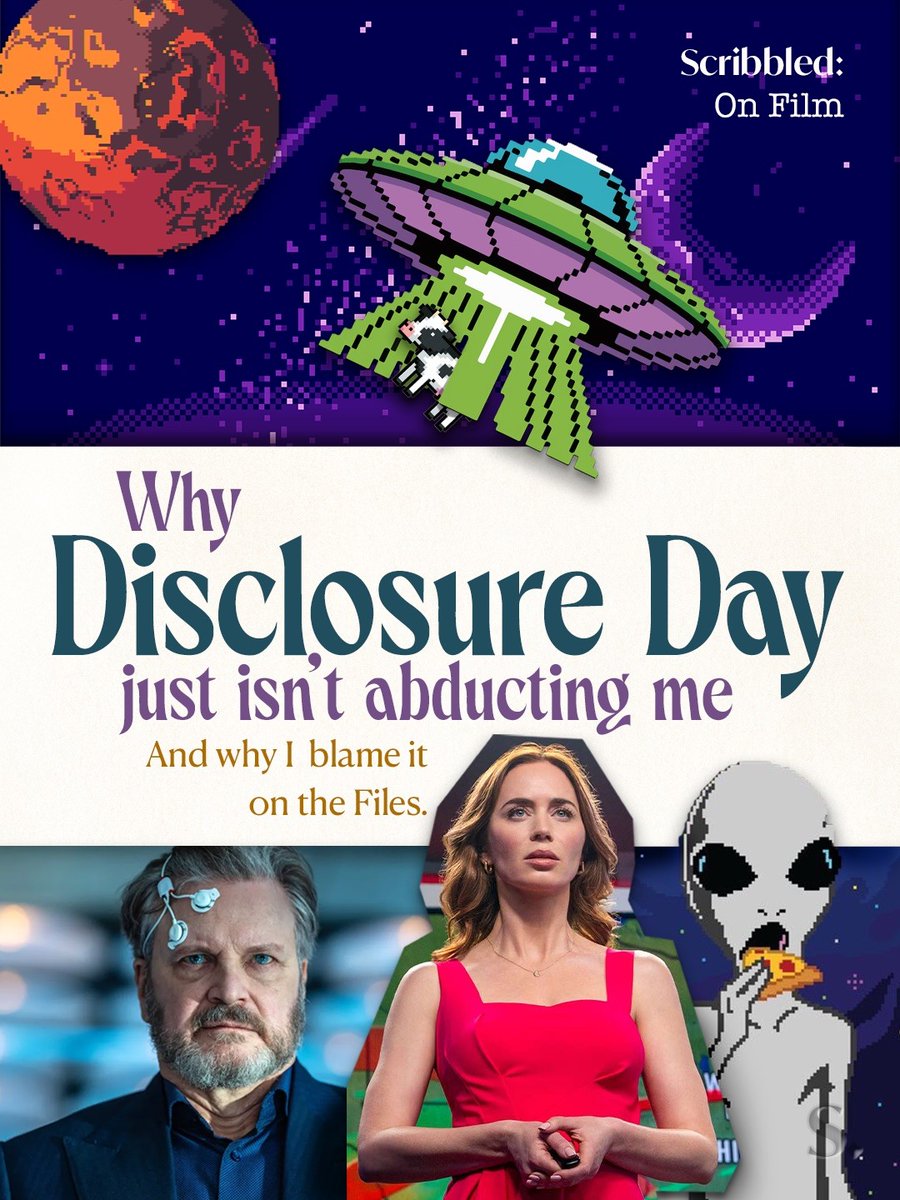 ReynaBuschnn's tweet photo. Scribbled On Film is back! This month, @h_forkan_ explores Steven Spielberg’s new extraterrestrial conspiracy film, “Disclosure Day, ” and why the genre feels different today. Have you seen it? Share your thoughts below. https://t.co/F5oe8jCTNH