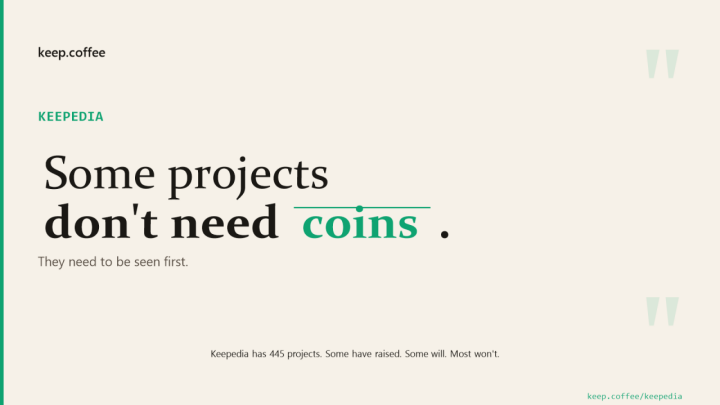 keepdotcoffee's tweet photo. Keepedia is the Wikipedia of AI-era startups - where investors discover, filter, and evaluate projects; and where those projects get seen, funded, and supported, before they succeed. https://t.co/wnN5Amu1PG https://t.co/IMyzBhCfC3