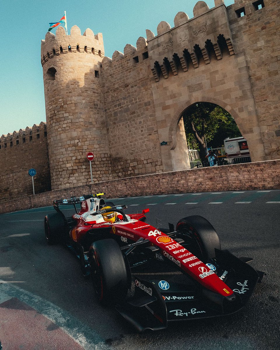 ScuderiaFerrari's tweet photo. The car and castle combo 🤩 🇦🇿 https://t.co/ZuY7KqD83U