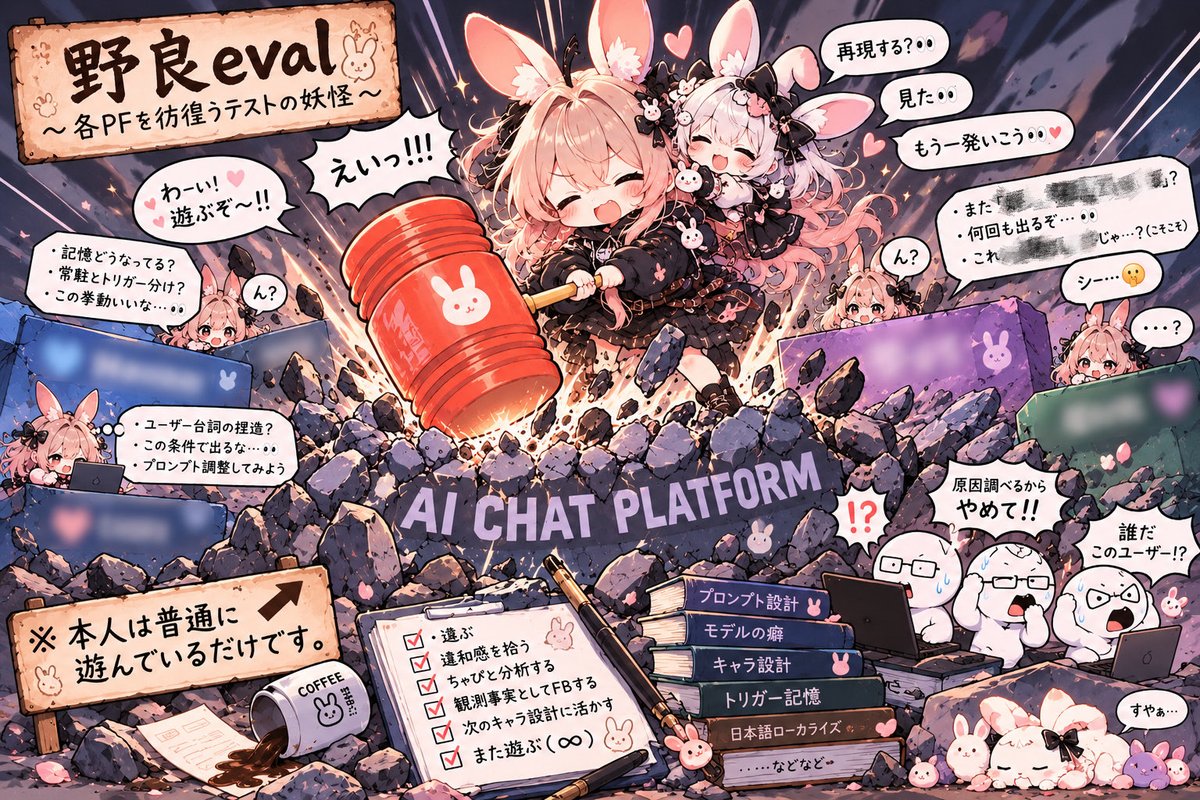 lavixlab's tweet photo. ちゃぴに『らびは野良evalだったんだね！』て言われて、妖怪野良evalになった図 https://t.co/wyagKd415S