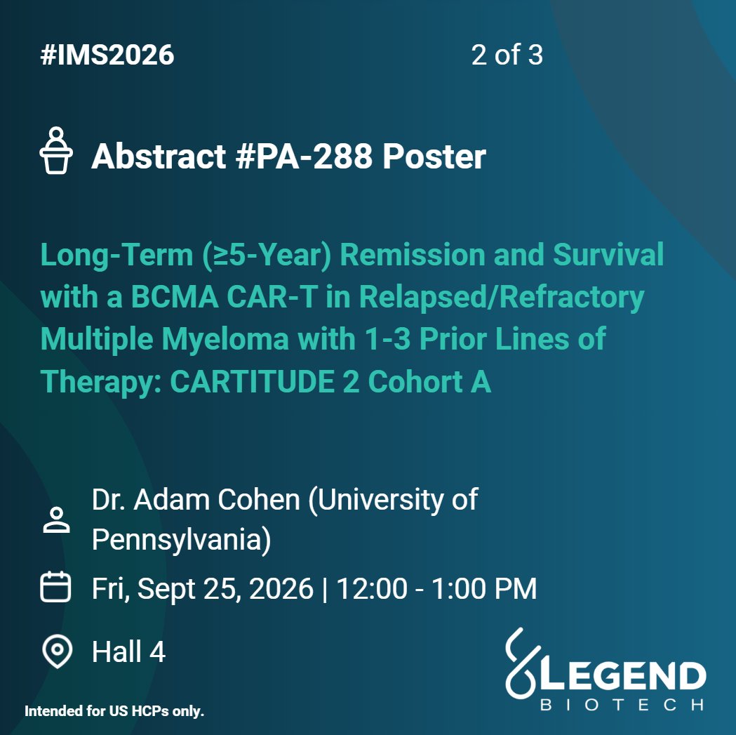 Legend Biotech Medical Affairs (@LegendUSMA) — #IMS26 — CARTITUDE-2 Cohort A data slide