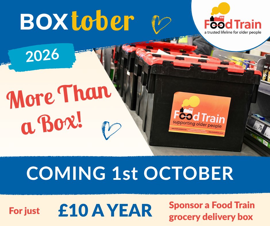 FoodTrainScot's tweet photo. #BOXtober2026 is coming! 

From 1st October, sponsor a Food Train grocery delivery box for just £10 a year. 

Every delivery brings more than food – a friendly face, a helping hand and someone who cares. 

👉 https://t.co/e3sz3NQOdY https://t.co/0c9Li6oTNk