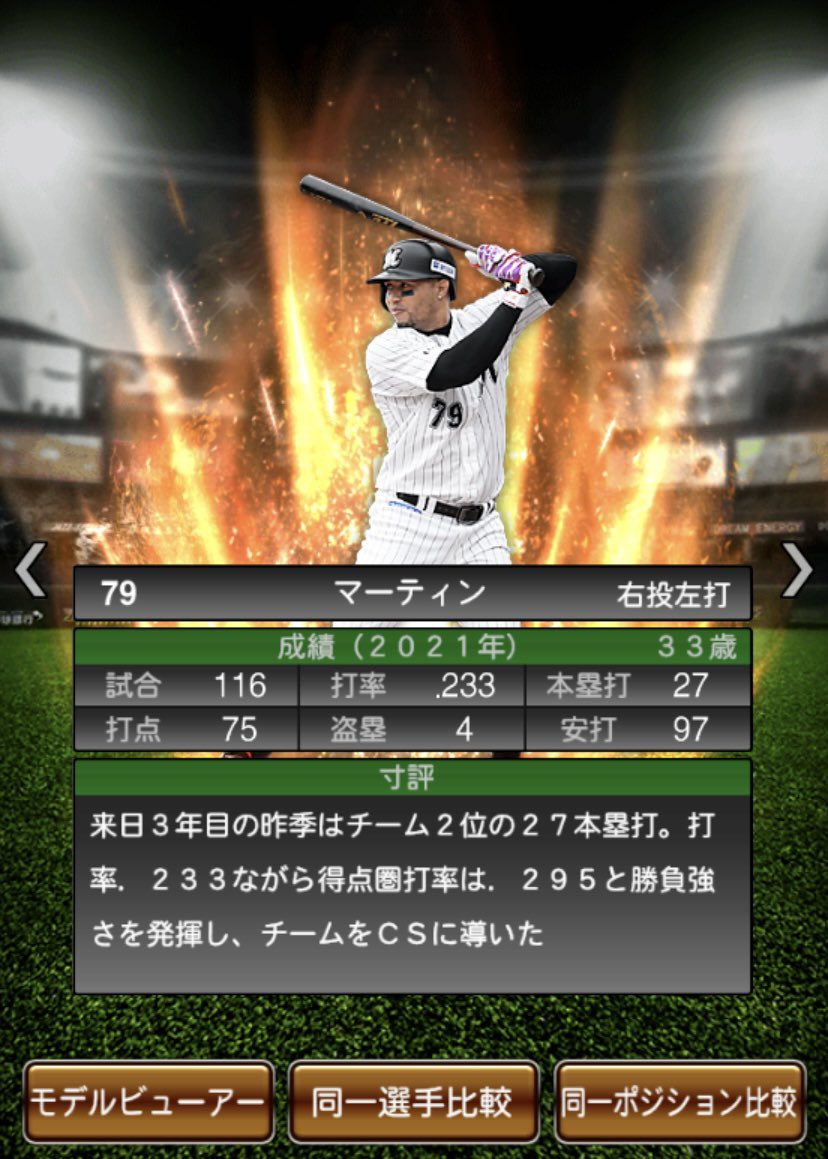 MLB_PS's tweet photo. というかプロスピAのOB
この調子だと2021年成績のレオネス・マーティンとか今年出てくる可能性あるな

#プロスピA https://t.co/oxxqquPLiR
