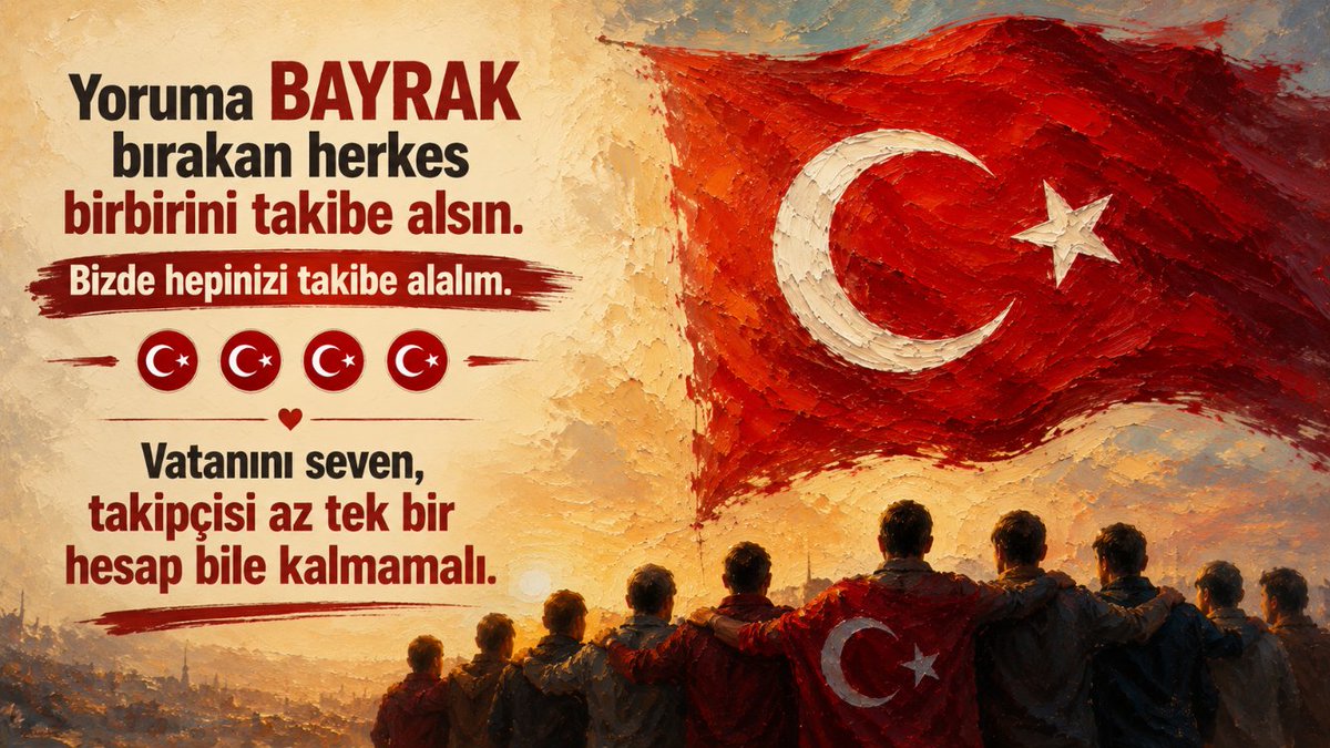 TRMilliTakip's tweet photo. Yoruma BAYRAK bırakan herkes birbirini takibe alsın. Bizde hepinizi takibe alalım.

🇹🇷 🇹🇷 🇵🇸 🤲 🇵🇸 🇹🇷 🇹🇷

Vatanını seven, takipçisi az tek bir hesap bile kalmamalı.. https://t.co/FtMEdXk8yw