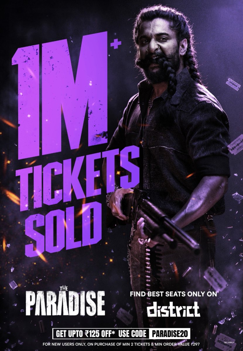 AnantapurBO's tweet photo. 1M+ tickets Sold on @District_SS @district_india for #TheParadise 

DAGAD KA DAHAD 🦁💥🔥💥🔥💥🔥💥🔥💥🔥💥🔥💥🔥💥🔥💥🔥💥🔥💥🔥💥🔥💥🔥💥🔥💥🔥💥🔥💥🔥

Find the Best Seats for #TheParadise only on the District App! 💜
https://t.co/f0UWE52QtZ

#DistrictMovies | @District_SS https://t.co/nhdc4oTGVn