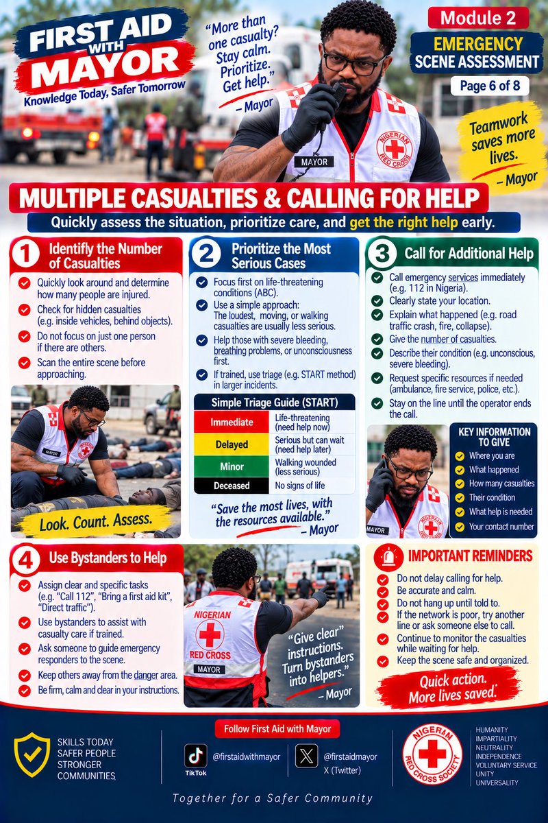 firstaidmayor's tweet photo. In this series, I’ll be sharing simple steps every person should know to respond better during emergencies.

🚑 Learn. Prepare. Save Lives.
First Aid with Mayor

#FirstAidWithMayor #FirstAidTraining #EmergencyResponse #SaveLives https://t.co/sQUVSHImKP