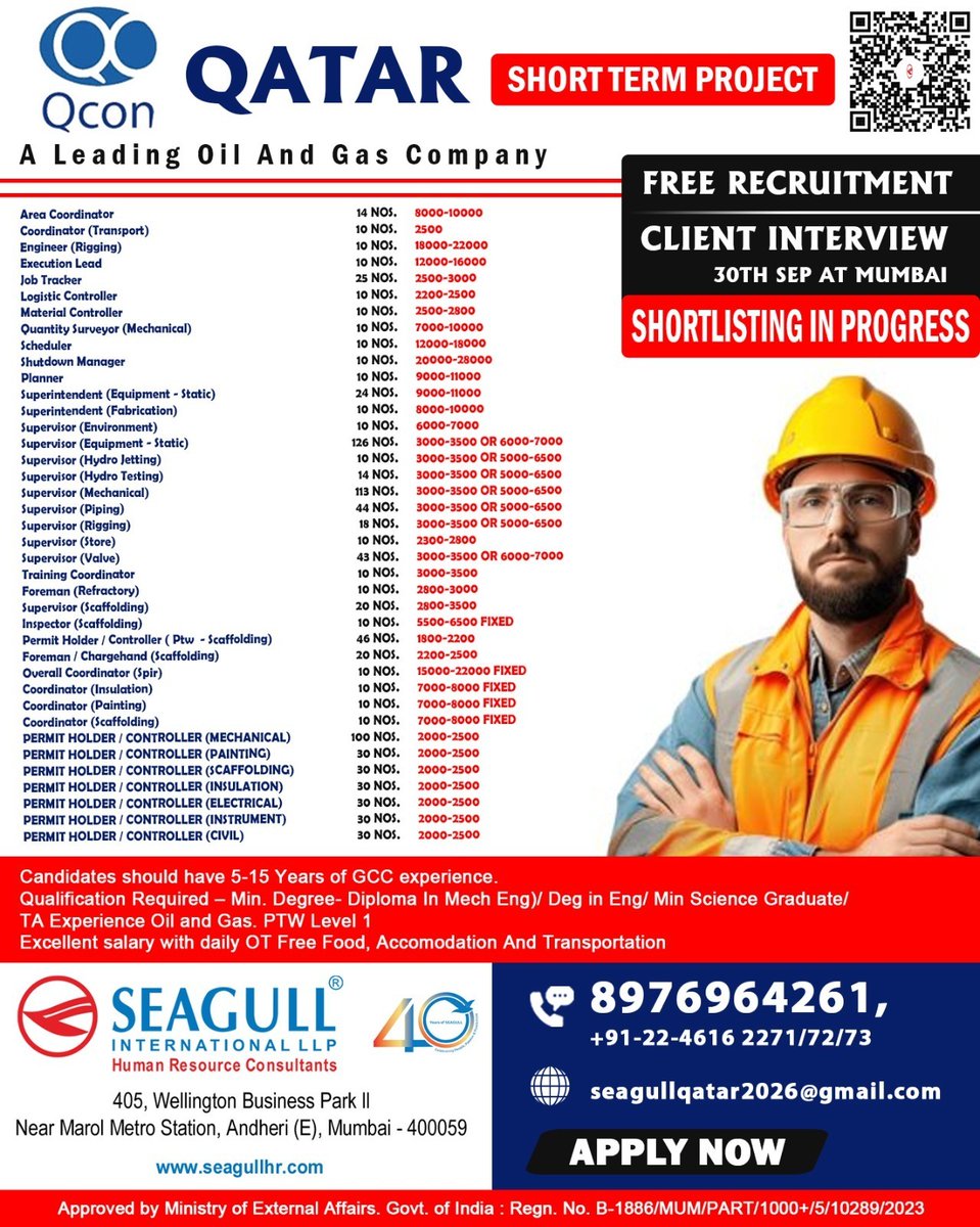 hrd1_seagull's tweet photo. 🚨QATAR JOBS! 📍 Apply now
🌍 Build your global career experience
✅ Committed to delivering results
🔹 Multiple openings across various roles
📌 Shortlisting in progress – don’t miss out, apply today!
#ApplyNow #ShortlistingInProgress #GlobalJobs https://t.co/TIqUpRqh7T