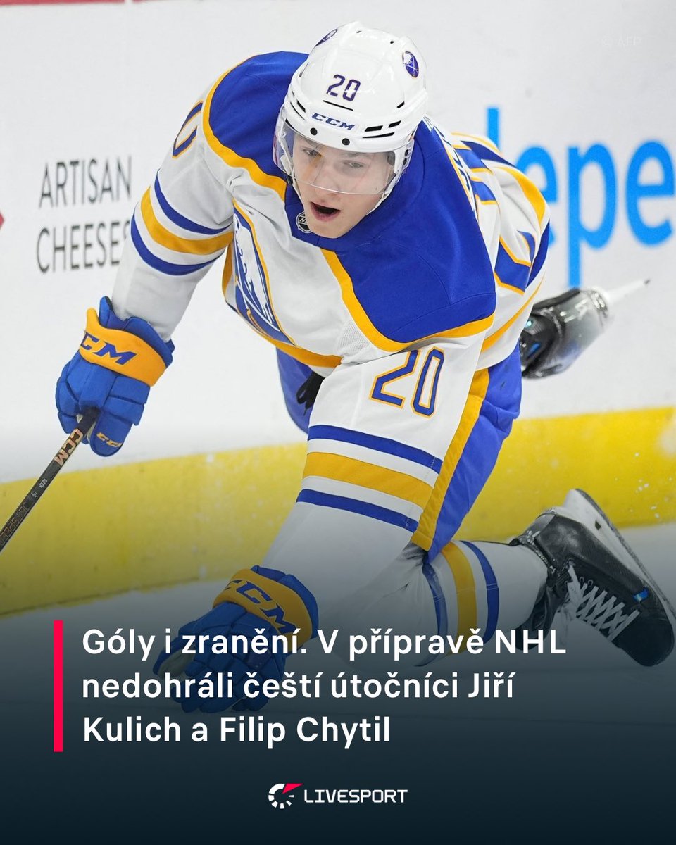 LivesportCZ's tweet photo. 🏒 https://t.co/338gV5Uu7q 📲 Jiří Kulich dal po jedenáctiměsíční pauze první gól, ve druhé části duelu Buffala s Detroitem ale musel odstoupit. Filip Chytil nedohrál zápas Vancouveru s Oilers. Po střetu s rozhodčím vrazil do mantinelu. Držíme palce, ať nejde o nic vážného. 🍀✊ https://t.co/BpY6o4hAY2