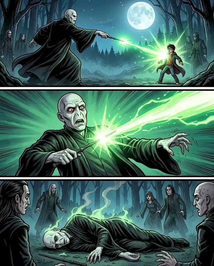 Kieran10x's tweet photo. The key point in the book was that Voldemort really did cast Avada Kedavra at Harry,the curse did not simply "fail" .In Harry Potter and the Deathly Hallows, Dumbledore explained that Harry had become an accidental Horcrux on the night Voldemort had attacked him at Godric’s Hollow, when a fragment of Voldemort’s soul had broken away and attached itself to Harry. So, when Voldemort had cursed Harry in the Forbidden Forest, the spell had destroyed that fragment of Voldemort’s soul rather than Harry’s own soul. This was what the strange creature Harry had seen in the King’s Cross chapter represented: the damaged piece of Voldemort that had been living inside him. The movie had communicated this visually, but the book had made the magical mechanics much clearer.

The other crucial piece had been established much earlier in Harry Potter and the Goblet of Fire. When Voldemort had used Harry’s blood to rebuild his body, he had unknowingly carried Lily’s protective magic into himself. Dumbledore later explained that this had created a unique connection between Voldemort and Harry, because as long as Voldemort had remained alive, the protection tied to Lily’s sacrifice had continued to exist within him. This was why Harry had been able to return after the curse in the Forest. Voldemort had believed he had finally killed Harry, but the curse had actually destroyed the last piece of Voldemort’s soul inside him. At the same time, the blood Voldemort had used to resurrect himself had helped keep Harry anchored to life. The irony had been deliberate: Voldemort’s attempted to eliminate Harry had ultimately destroyed part of himself instead.