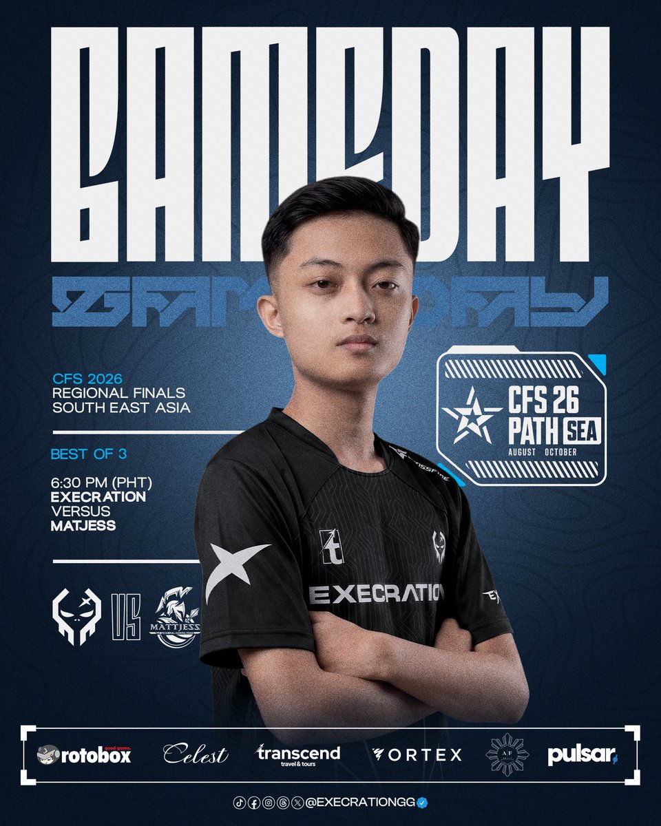 ExecrationGG's tweet photo. THE PLAYOFFS! Dito na ang ubosan ng pangarap!
๐ MATJESS | 6:30PM UTC+8 | Best of 3
#ExeShot #Rotobox #Pulsar #Celest
#CFSPath26 https://t.co/bF8fyCuP74