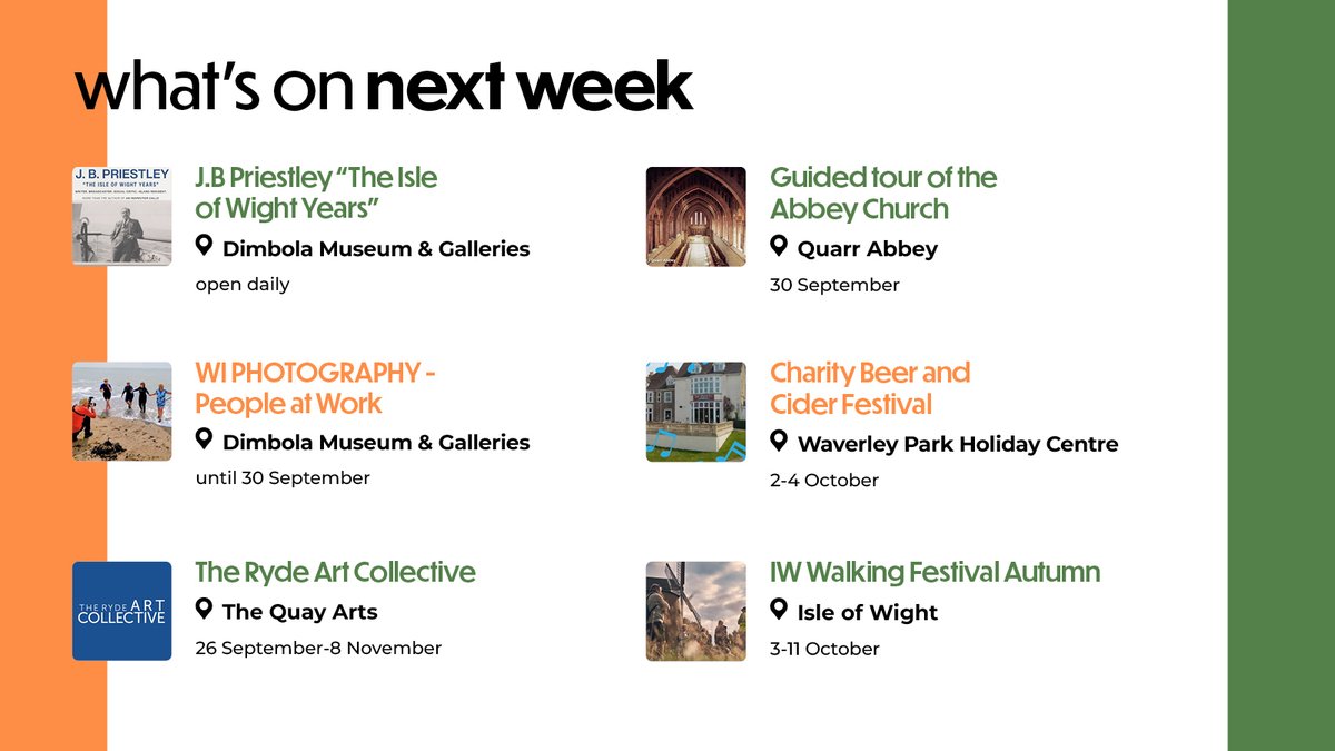 VisitIOW's tweet photo. What’s on next week on the Isle of Wight?

October begins and so does the Isle of Wight Walking Festival Autumn event!🥾🍂

Plus, there’s plenty more happening across our island. Take a look at what’s coming up👇

https://t.co/sWZ8kgGO0g

#WeCantWaitToShowYou #IsleofWight https://t.co/wH5ZG3g0PV