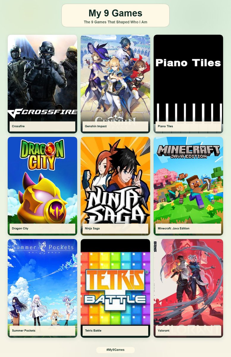 memoryartifact's tweet photo. 9 games that shaped who i am https://t.co/9RZOOqBP0A