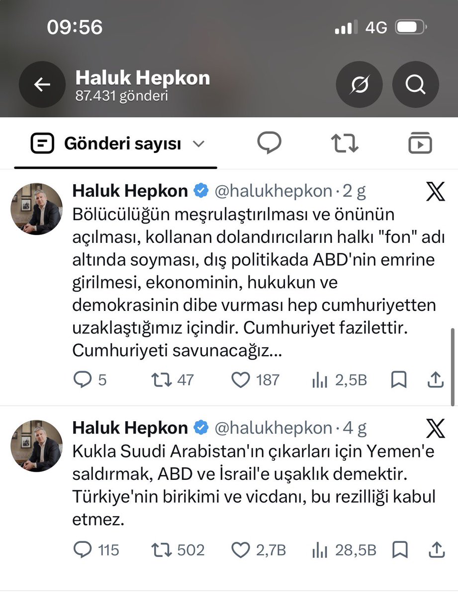 halukhepkon's tweet photo. X hesabıma yurt içi erişim engeli gelmeden önce son yazdıklarım bunlar... ABD ve İsrail'e karşı çıkmanın rahatsızlık yarattığı anlaşılıyor. Bu vesileyle bir kez daha belirteyim. Cumhuriyeti savunuyorum, gizli ya da açık "yerli ve milli Amerikancılar"a rağmen sonuna kadar İran'ın ve Yemen'in yanındayım