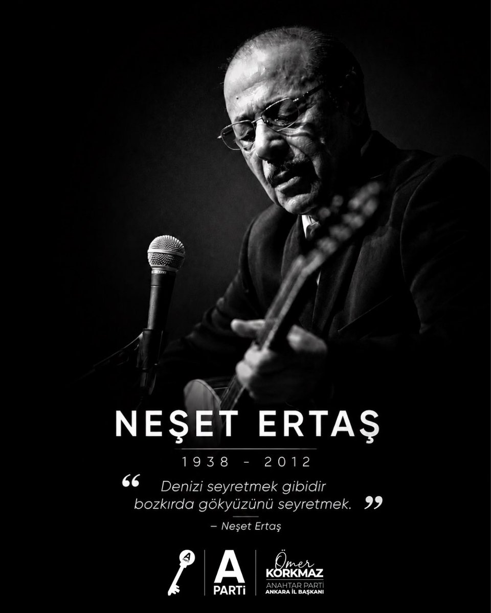 OmerKorkmaz006's tweet photo. Bozkırın tezenesi, gönüllerin ozanı… Neşet Ertaş’ı vefatının yıl dönümünde saygı, rahmet ve özlemle anıyoruz.

Türk halk müziğine bıraktığı eşsiz eserleri, sazı ve sözüyle gönüllerde yaşamaya devam eden büyük usta Neşet Ertaş’ı unutmadık, unutmayacağız.

Mekânı cennet olsun. https://t.co/vn9es5lJXx