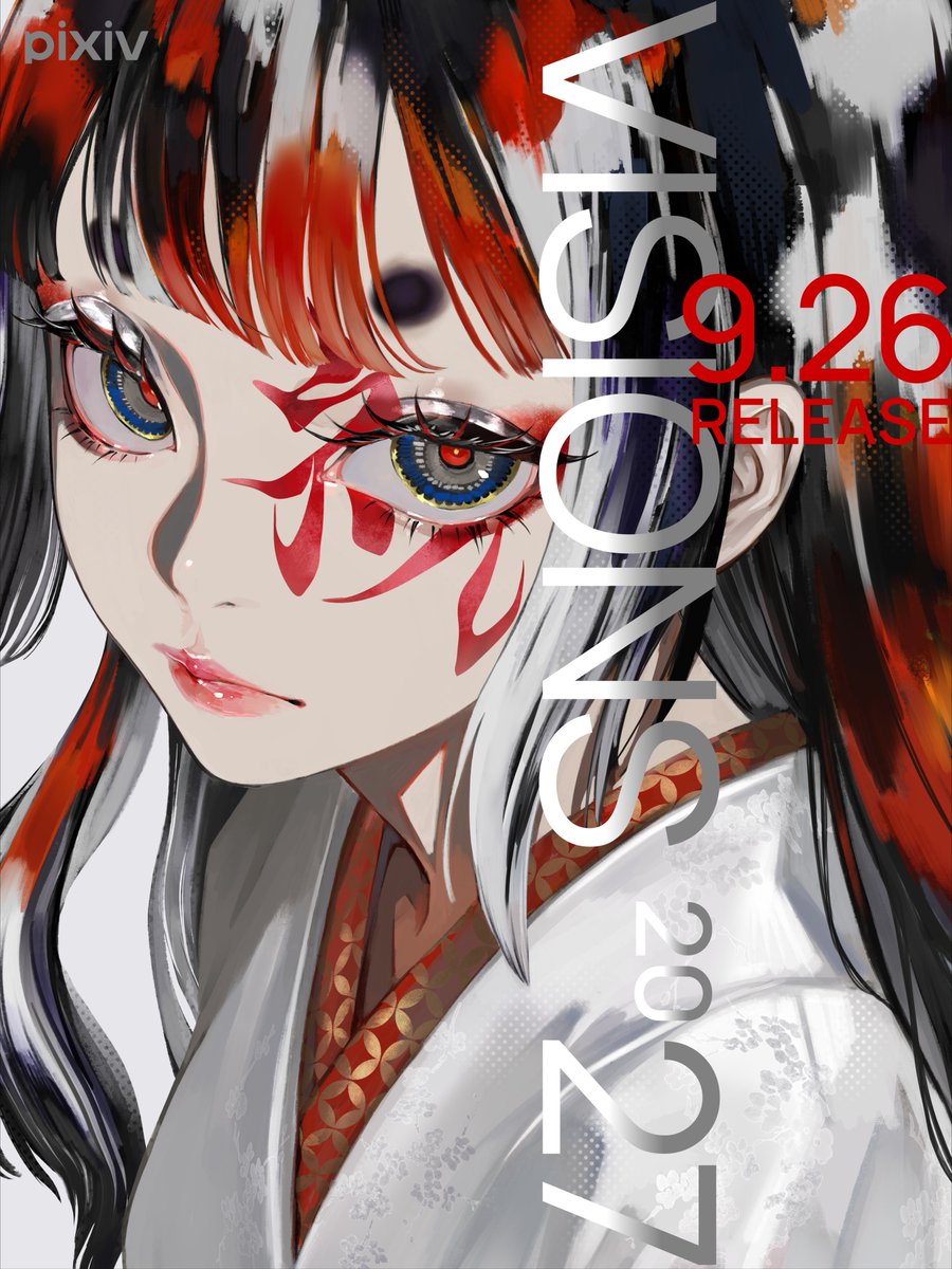 visions_pixiv's tweet photo. ||◤　　　　　　　 ◥||
　  #VISIONS2027
||◣　　　　　　　 ◢||

pixiv総監修、国内外で躍進するクリエイター170名のアートブック📕
『VISIONS 2027 ILLUSTRATORS BOOK』
本日より全国書店で発売スタートです✨✨

公式サイト on Release!!
https://t.co/yFjJlZO4HY https://t.co/T0ogROBK4a