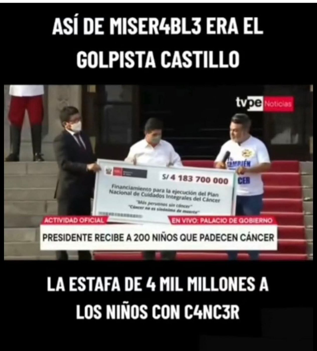 Wiserra20's tweet photo. @bolceviche Ya recuerdo lo que hizo con los niños con cáncer ese as.esino de Pedro castillo!!! https://t.co/3EaHzeVcAc