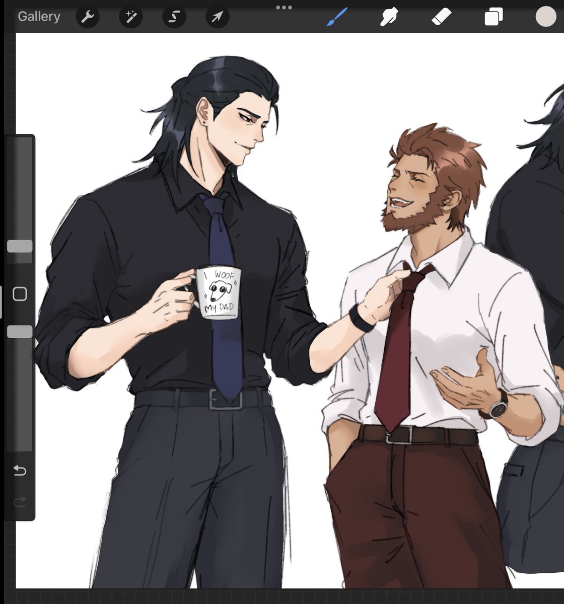 exhevrria's tweet photo. i just love the fact you made both of them in their 40s (maklum saya pecinta orang tua) so i just had to draw them, semoga tidak merusak imajinasi siapapun wkwk

tp kasian pak jian gabisa pake make up emonya pas kerja karna jadi budak korporat 🫣
#kongjian https://t.co/EoMDM3Ea33
