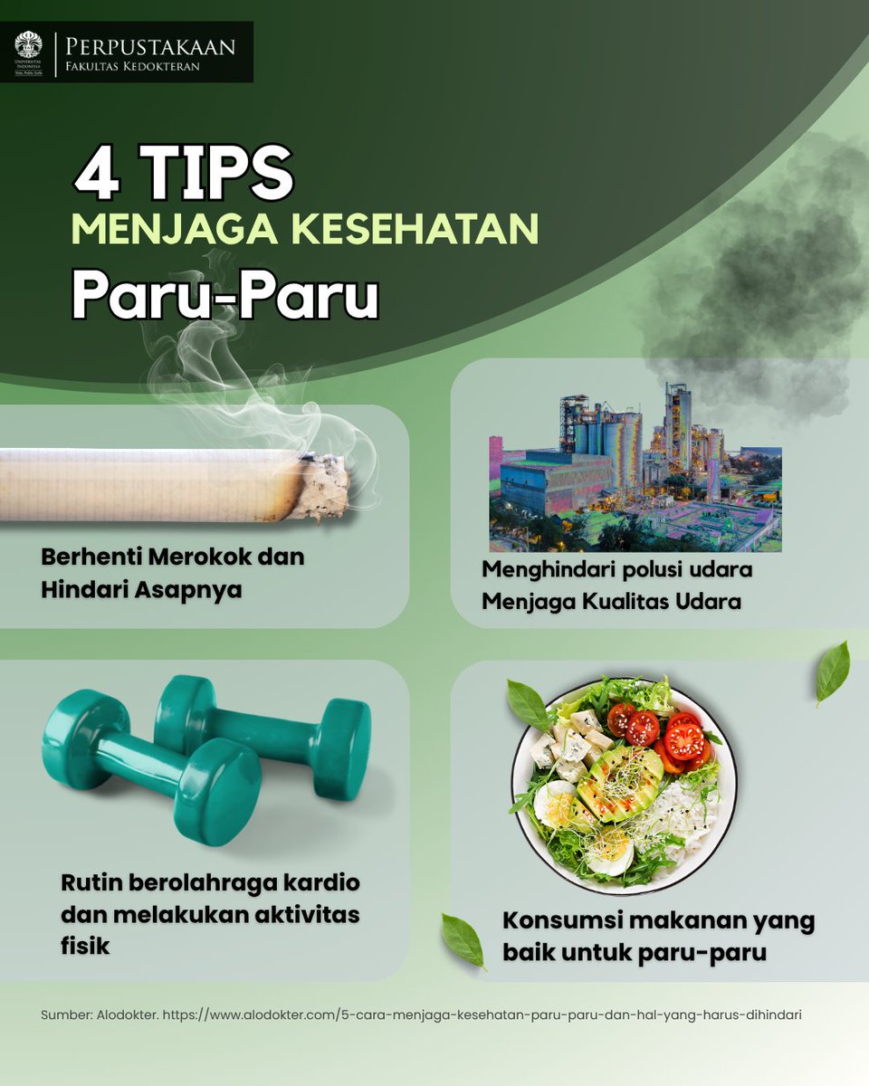 FKUI_Library's tweet photo. Hari Paru-Paru Sedunia🩺🫁
25 September 2026
“A Lifetime of Lung Health”

Hari Kesehatan Paru Sedunia merupakan peringatan penting untuk meningkatkan kesadaran global akan pentingnya menjaga kesehatan paru-paru yang berperan besar dalam menentukan kualitas hidup sehari-hari. https://t.co/elT8l3WTc4