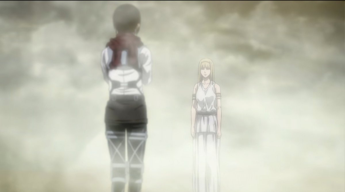 gorcannibal's tweet photo. I noticed that in that scene where Ymir resists Mikasa, Armin, and the others, she used the Titans to attack EVERYONE except Mikasa; the Titan that headed toward Mikasa only wanted to grab/hold her, not kill her immediately. In other words, Mikasa really is Ymir's favorite #aot https://t.co/mxibjE7NYt