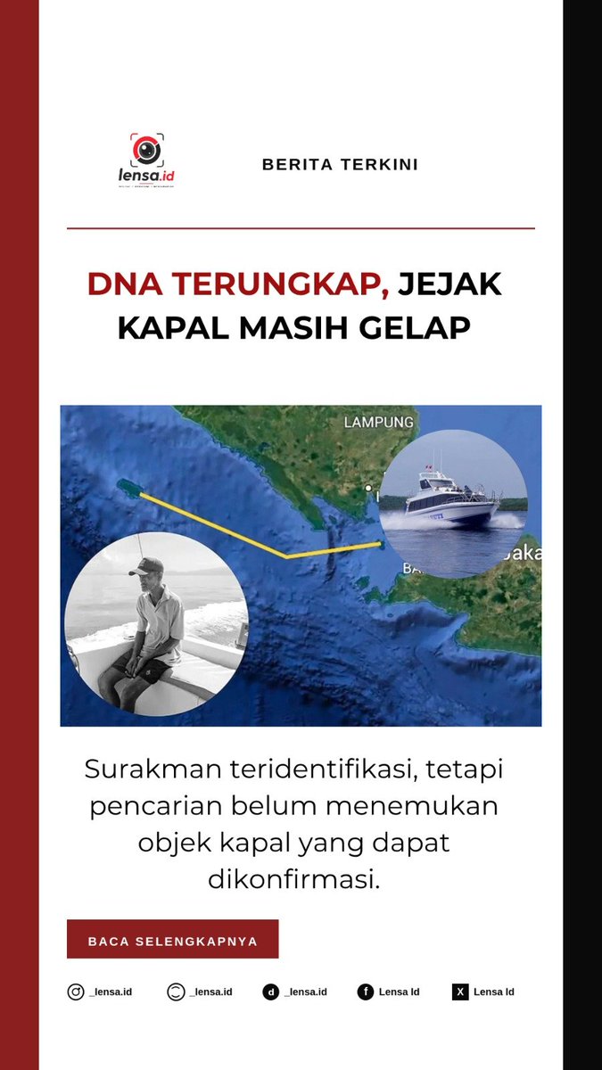 LensaIdgq's tweet photo. 🔎 SATU JENAZAH TERIDENTIFIKASI. TUJUH ORANG MASIH HILANG. KAPAL BELUM DITEMUKAN.

Surakman, ABK KM Arupadhatu I, dipastikan melalui pencocokan DNA.

Namun temuan itu belum menjelaskan keseluruhan misteri hilangnya kapal. 🧵
#jagaindonesia https://t.co/XbvtastNu8