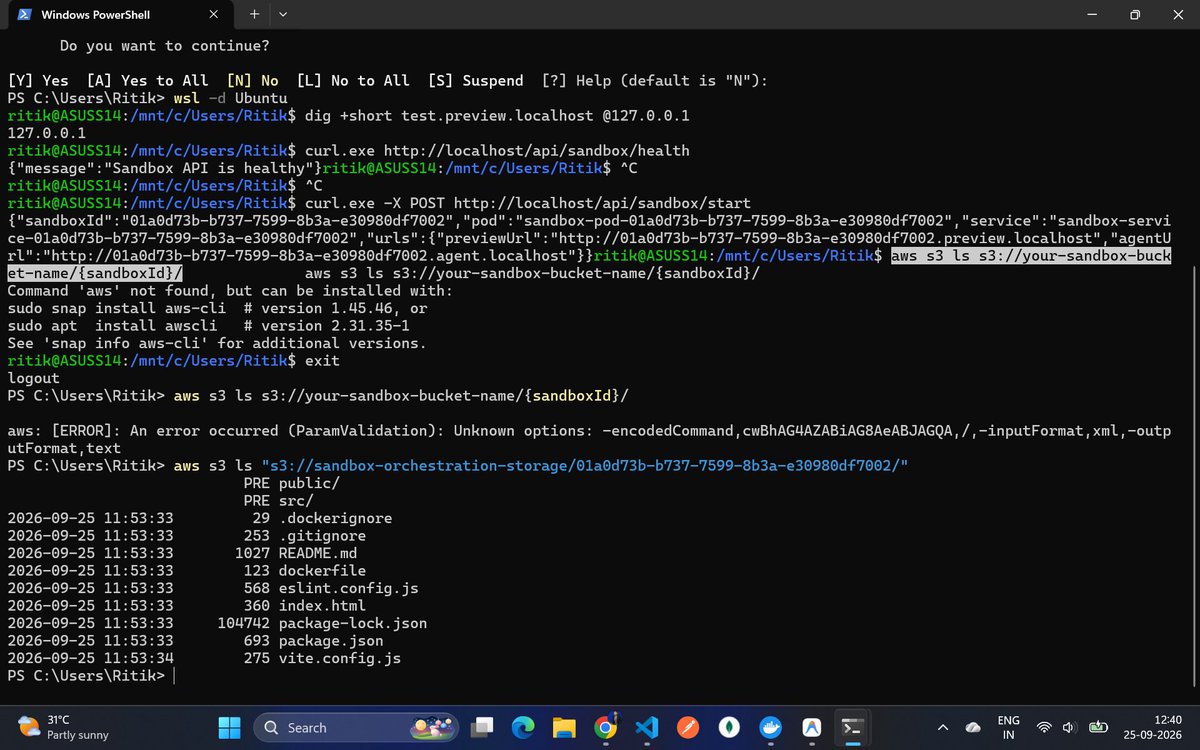 ritik_kumar22's tweet photo. Log 167 - learning to navigate the unknown.

Given an unfamiliar codebase + docs, I implemented sandbox orchestration without step-by-step guidance.

Read, explored, implemented, hit errors, debugged, and iterated until it worked.

Day 167 - Learn to figure things out.

#DevOps https://t.co/jTziJvICZA