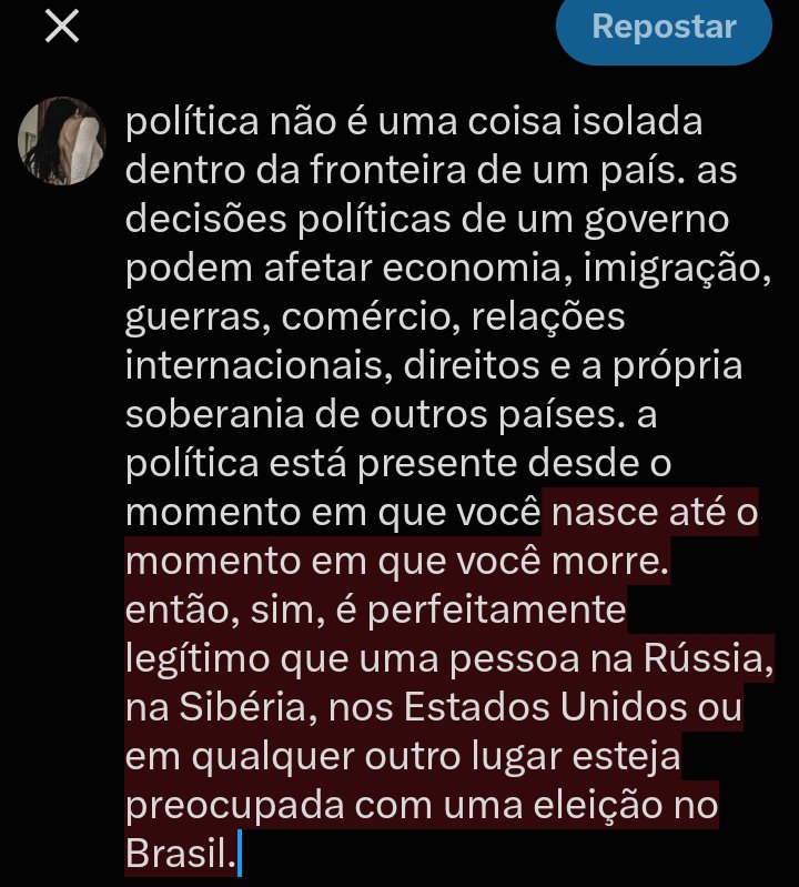 odeiahomem's tweet photo. não importa se você é alemão, russo, brasileiro, colombiano ou estadunidense. você não precisa morar no Brasil para se preocupar com a política brasileira, assim como não precisa ser latino-americano para se preocupar com o que acontece na América Latina. https://t.co/3t80ssRJKD
